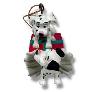 Vintage Disney 101 Dalmatians Puppies Christmas Ornament Holiday Gift Box 90s